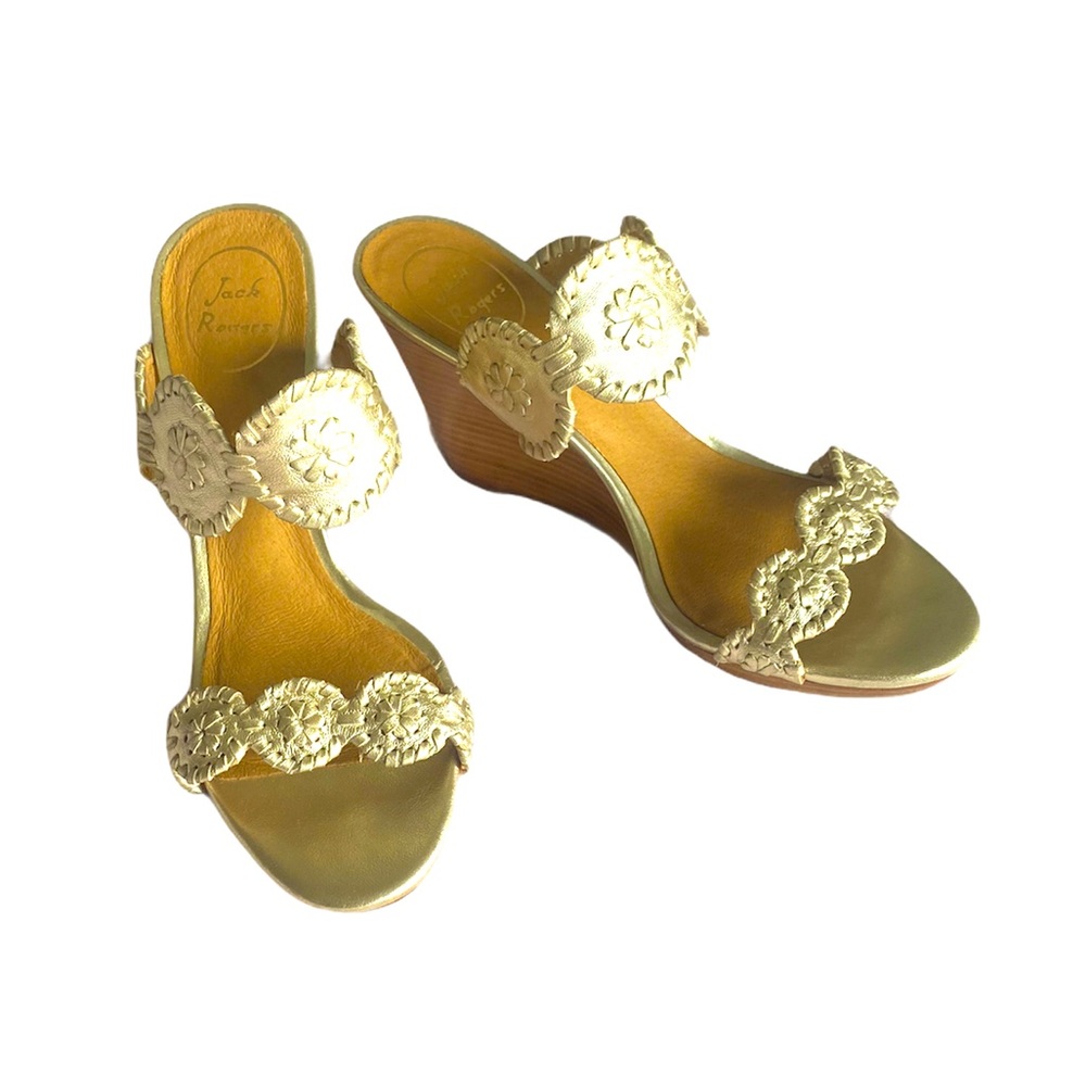 Jack Rogers Luccia Stardust Leather Wedge Sandal